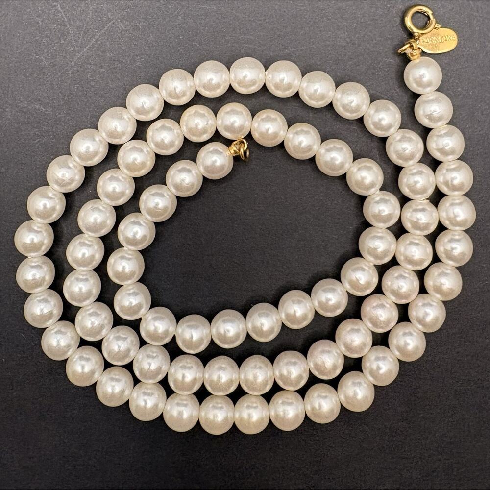 Park Lane Imitation Pearl Necklace Classic Single‎ Strand Gold Tone 24"